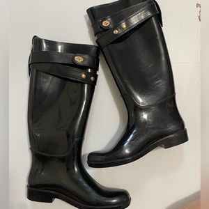 COACH - Tara Glossy Black Rubber Rainboots - Size 9